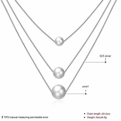 Solid 925 Sterling Silver Necklace For Women Fashion Simulated Pearl Necklaces & Pendants Party Jewelry - Personalized Jewel