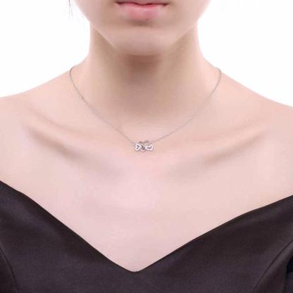 Solid 925 Sterling Silver Pendant Necklace Heart to Heart Love Fashion Wedding Necklaces & Pendants For Women - Personalized Jewel