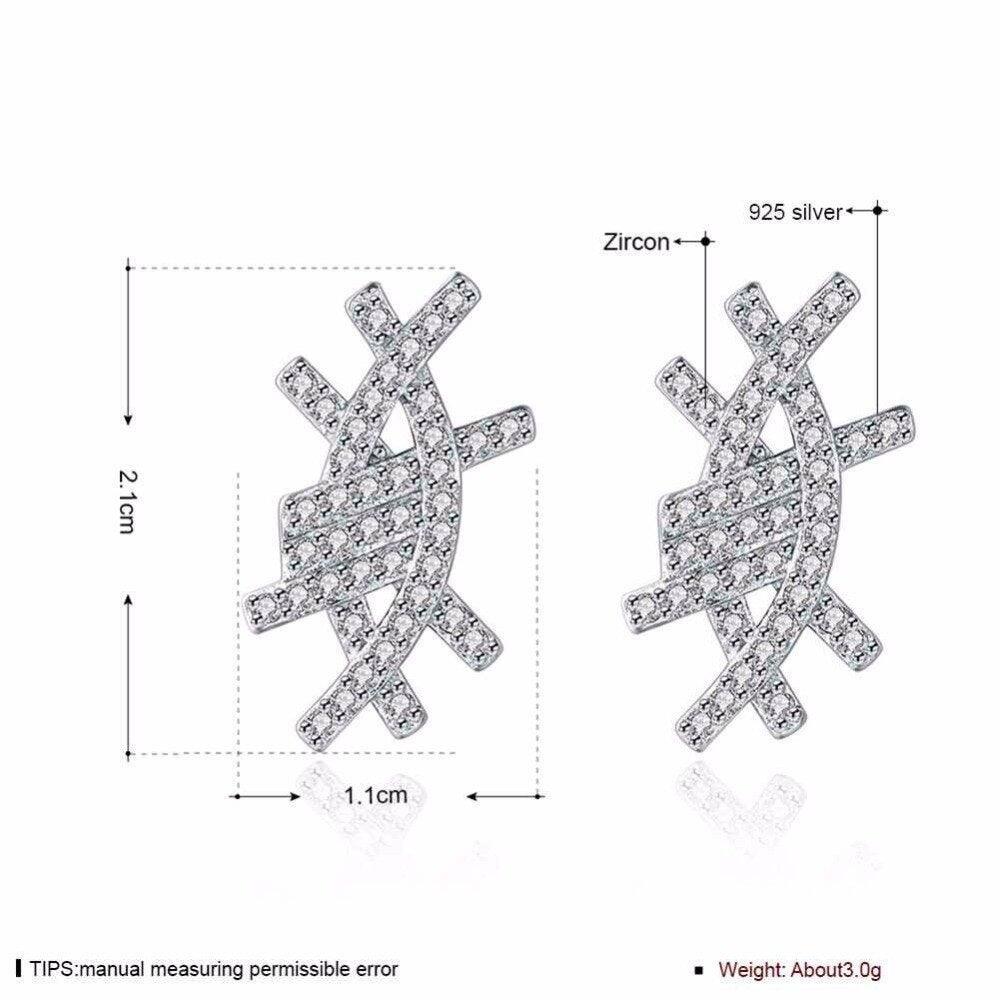 Solid 925 Sterling Silver Stud Earring Irregular Design Cubic Zirconia Party Jewelry Earrings For Women-Personalized Jewels