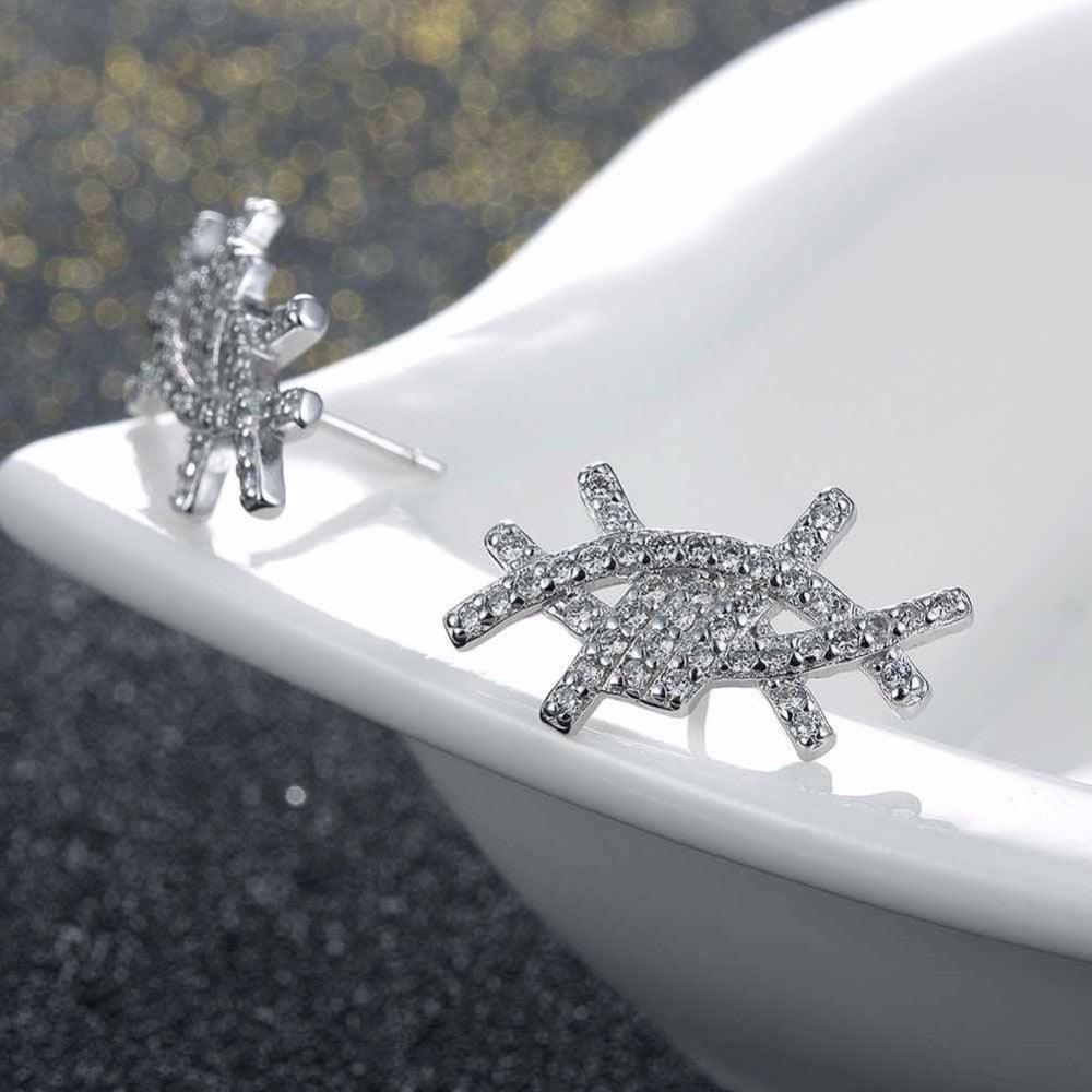 Solid 925 Sterling Silver Stud Earring Irregular Design Cubic Zirconia Party Jewelry Earrings For Women-Personalized Jewels