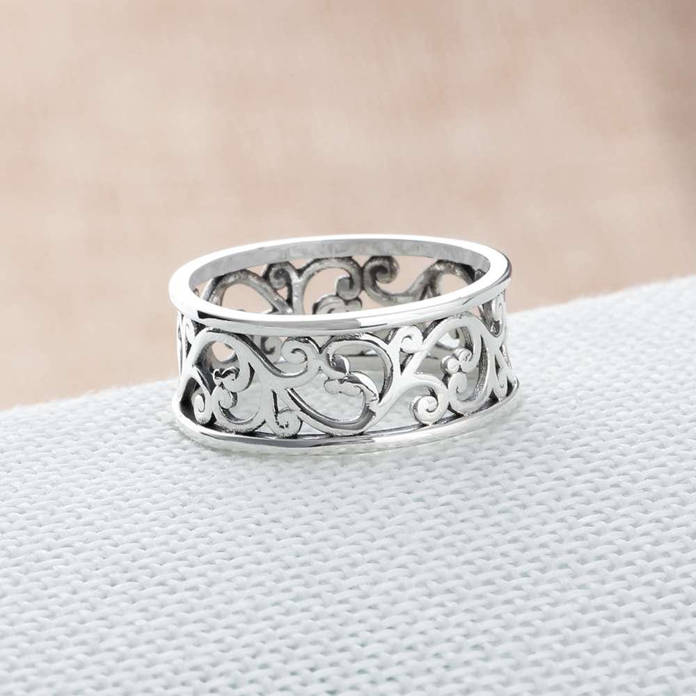 Solid 925 Sterling Silver Vintage Style Rings for Women with Vintage Style Vine Wave Pattern - Personalized Jewel