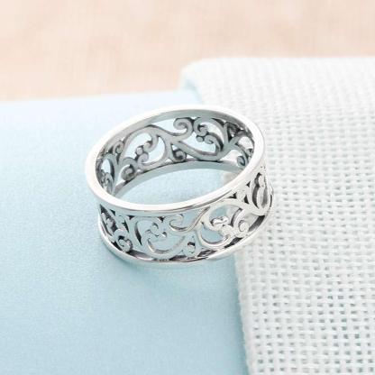 Solid 925 Sterling Silver Vintage Style Rings for Women with Vintage Style Vine Wave Pattern - Personalized Jewel