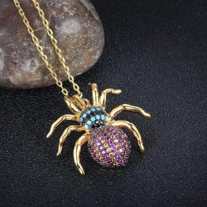 Spider Insect Necklace for Women - Costume Decoration Necklace for Girls - Insect Pendant Necklace for Women - Fashion Necklace for Girls - Engagement Accessories - Personalized Jewel