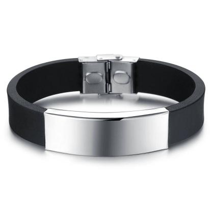 Sporty Stainless Steel Cuff Bracelets for Men- Silicone Band Bracelet for Men of style - Personalized Jewel