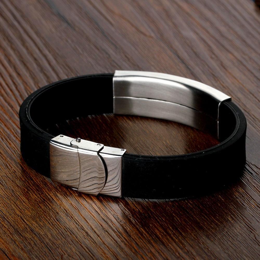 Sporty Stainless Steel Cuff Bracelets for Men- Silicone Band Bracelet for Men of style - Personalized Jewel