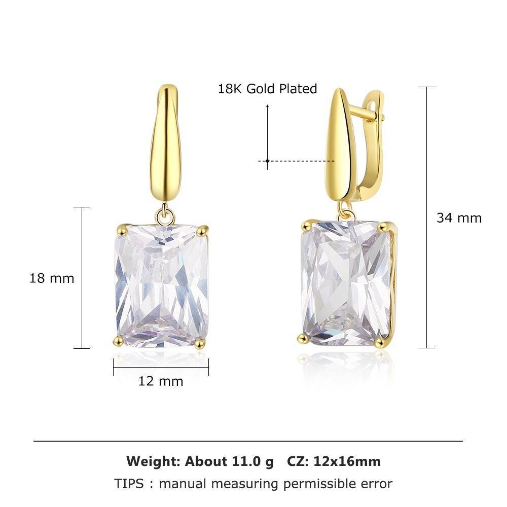 Square Gold Drop Earring Best Gift For Her - Personalized Jewel