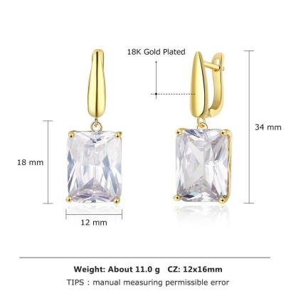 Square Gold Drop Earring Best Gift For Her - Personalized Jewel