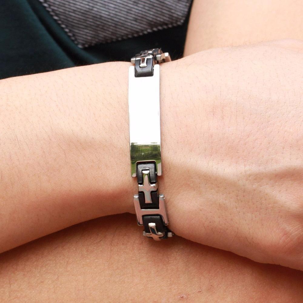 Stainless Steel 220mm Length Bracelet- Everyday Wear Trendy Bracelet for Men- Cross Bracelets for Every Wear- Punk Trendy Bracelet for Men - Personalized Jewel