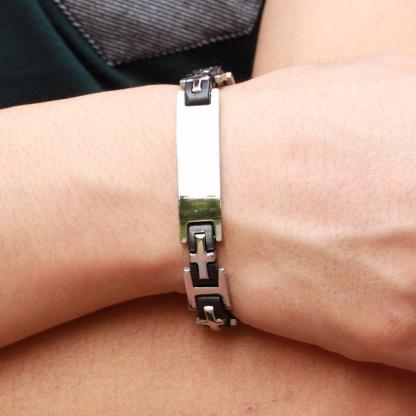 Stainless Steel 220mm Length Bracelet- Everyday Wear Trendy Bracelet for Men- Cross Bracelets for Every Wear- Punk Trendy Bracelet for Men - Personalized Jewel