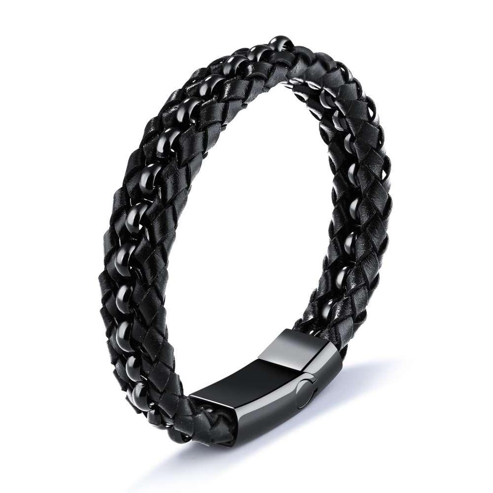Stainless Steel Bracelet For Men - Leather Bracelet For Men - Fashion Jewelry For Men - Accessories For Boys - Gift For Men - Chain Style Bracelet - Personalized Jewel