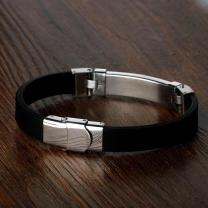 Stainless Steel Bracelet with Gold Colored Chained Charm- Stylish Bracelet Casual Wear for Men - Father's Day Gift - Personalized Jewel