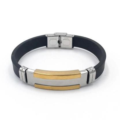 Stainless Steel Genuine Leather Punk Bracelets for Women, Trendy Black Wristbands, Anniversary Gift - Personalized Jewel