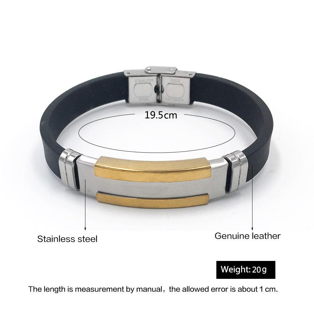 Stainless Steel Genuine Leather Punk Bracelets for Women, Trendy Black Wristbands, Anniversary Gift - Personalized Jewel