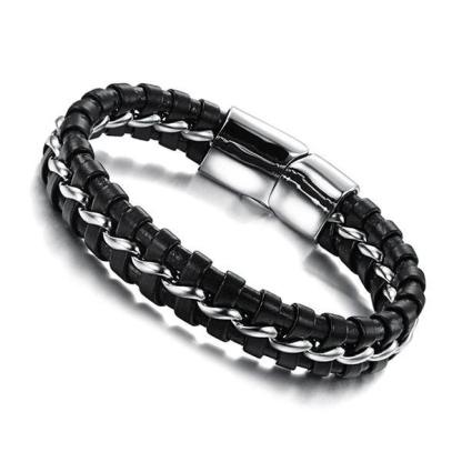 Stainless Steel Genuine Leather Wrist Bracelets for Men, Best Gift for Boyfriend on Special Occasion - Personalized Jewel