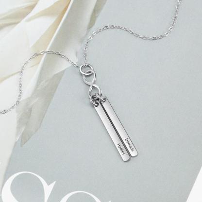 Stainless Steel Infinity Initial Name Vertical Bar Pendant Necklace, Fashion Jewelry Gift For Women. - Personalized Jewel