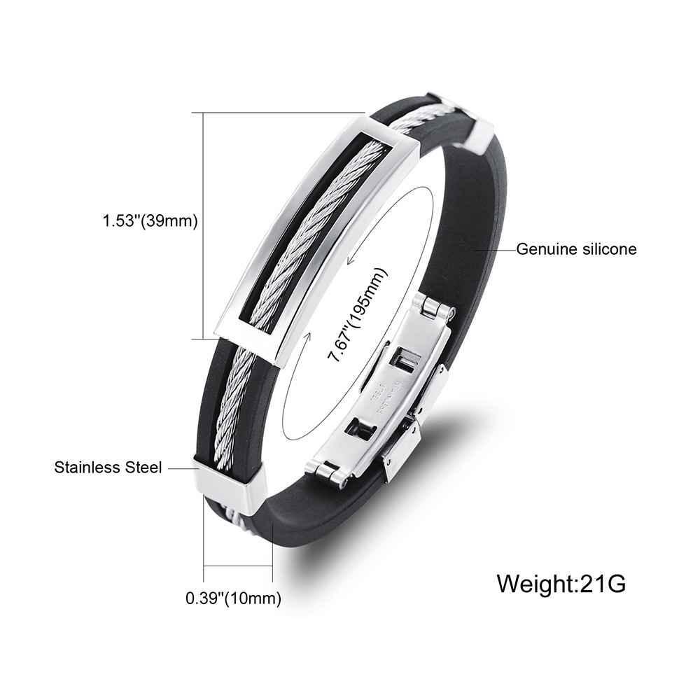 Stainless Steel Men Jewelry - Silicone Bracelets for Men - Leather Special Mens Bracelet - Accessories for Boys - Personalized Jewel