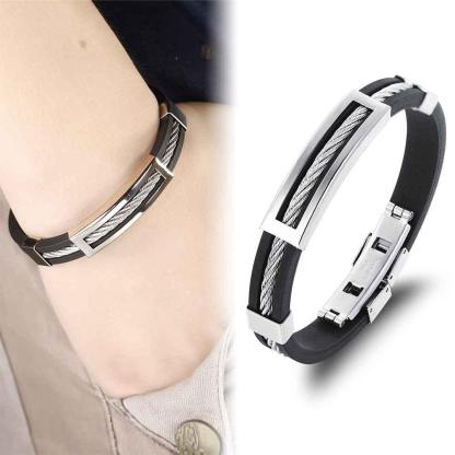 Stainless Steel Men Jewelry - Silicone Bracelets for Men - Leather Special Mens Bracelet - Accessories for Boys - Personalized Jewel