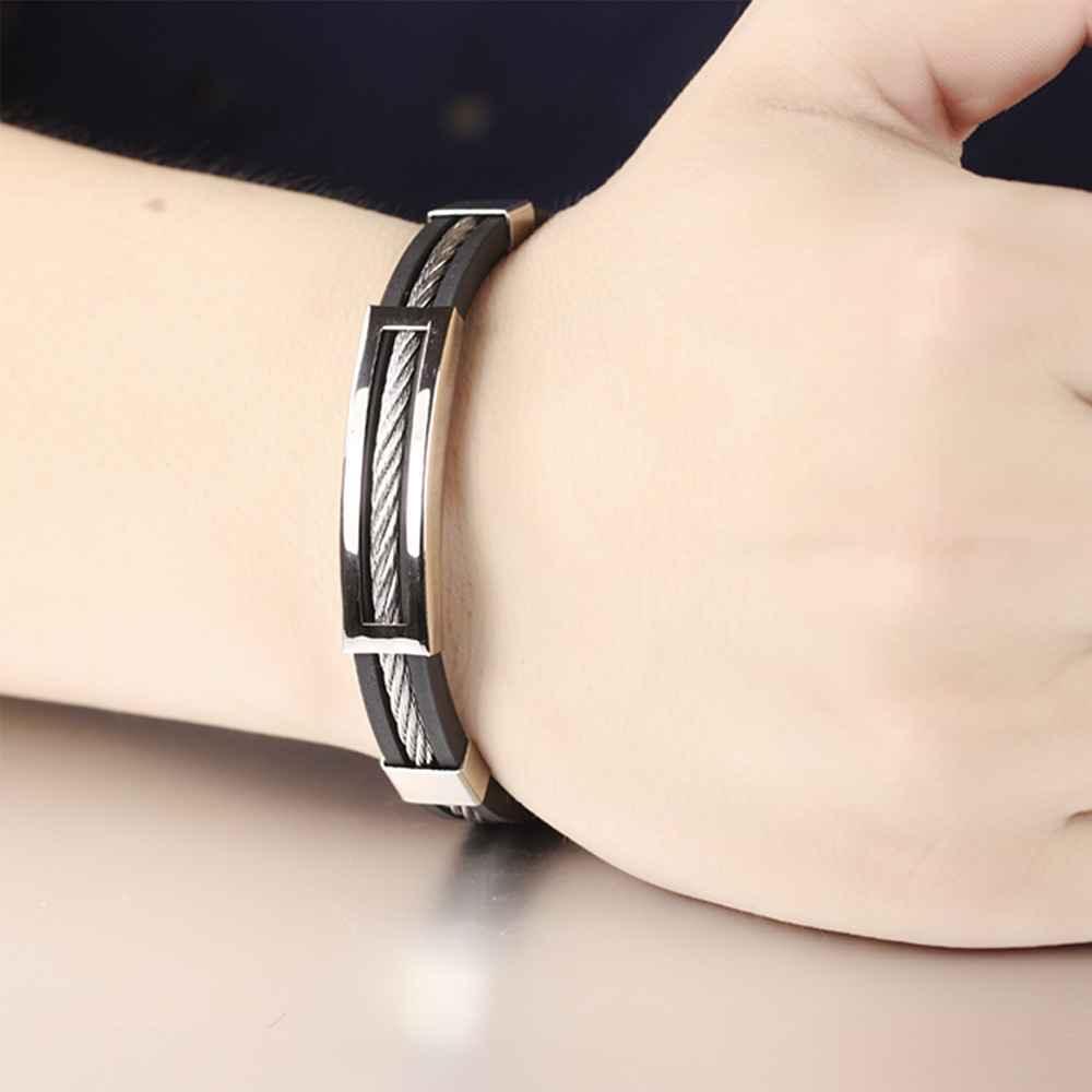 Stainless Steel Men Jewelry - Silicone Bracelets for Men - Leather Special Mens Bracelet - Accessories for Boys - Personalized Jewel