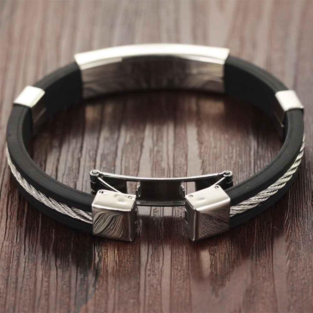Stainless Steel Men Jewelry - Silicone Bracelets for Men - Leather Special Mens Bracelet - Accessories for Boys - Personalized Jewel