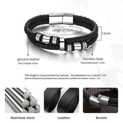 Stainless Steel Mens Bracelet Leather Bracelet for Men Casual jewelry - Personalized Jewel