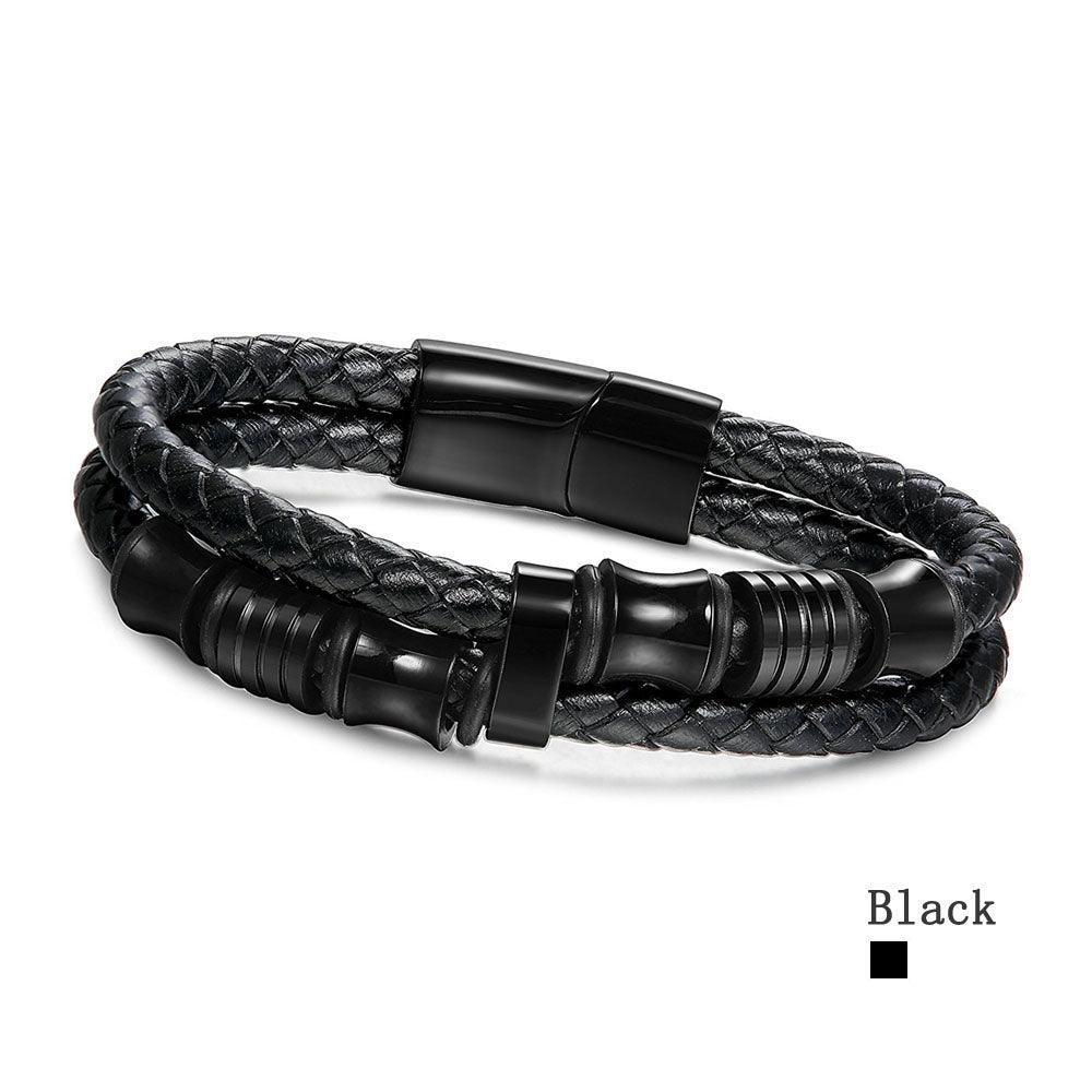 Stainless Steel Mens Bracelet Leather Bracelet for Men Casual jewelry - Personalized Jewel