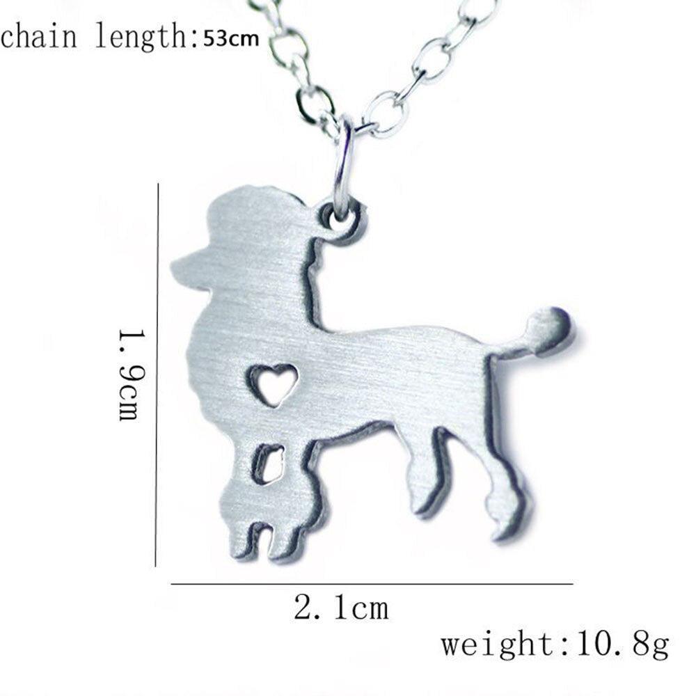 Stainless Steel Pendant Necklace, Poodle Gift for Animal Lovers, Dog Shaped Necklace, Metal Chain for Women - Personalized Jewel