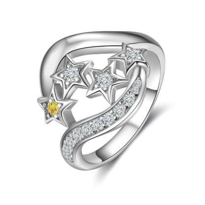 Star Personalized Silver Ring - 1 Custom Birthstone 1 Custom Name 1 Custom Engraving - Personalized Jewel