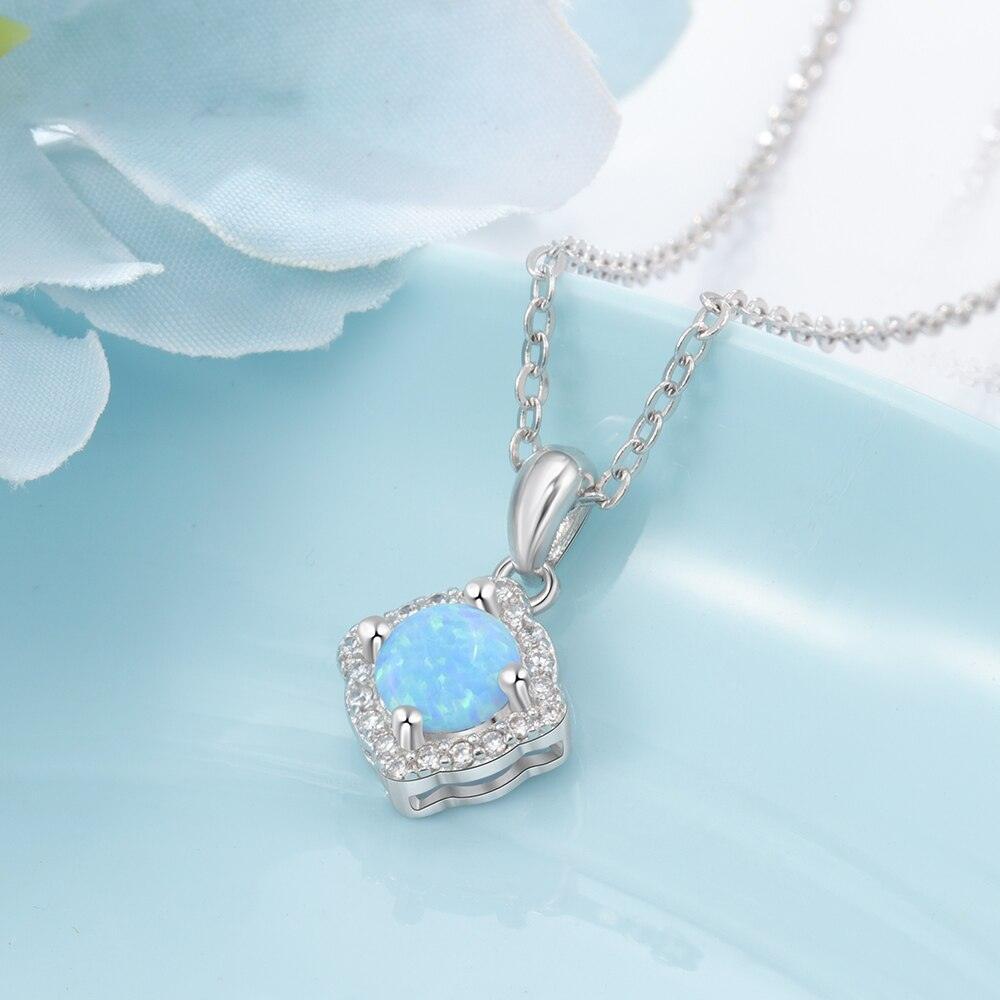 Statement Silver Jewellery, Blue Opal and Stone Studded Silver Necklace, Wedding Jewellery for Women, 925 Sterling Silver Jewellery - Personalized Jewel