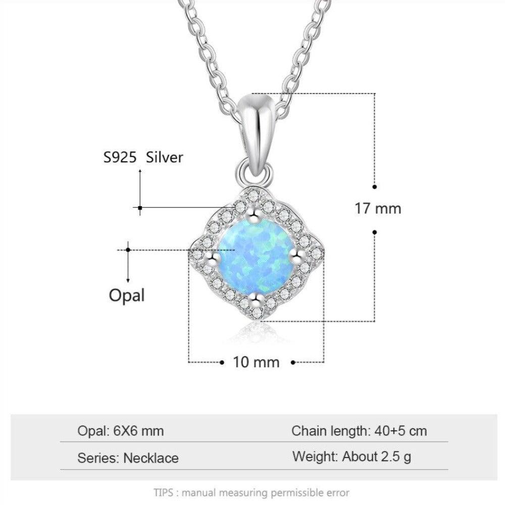 Statement Silver Jewellery, Blue Opal and Stone Studded Silver Necklace, Wedding Jewellery for Women, 925 Sterling Silver Jewellery - Personalized Jewel