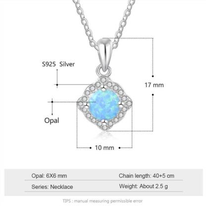 Statement Silver Jewellery, Blue Opal and Stone Studded Silver Necklace, Wedding Jewellery for Women, 925 Sterling Silver Jewellery - Personalized Jewel