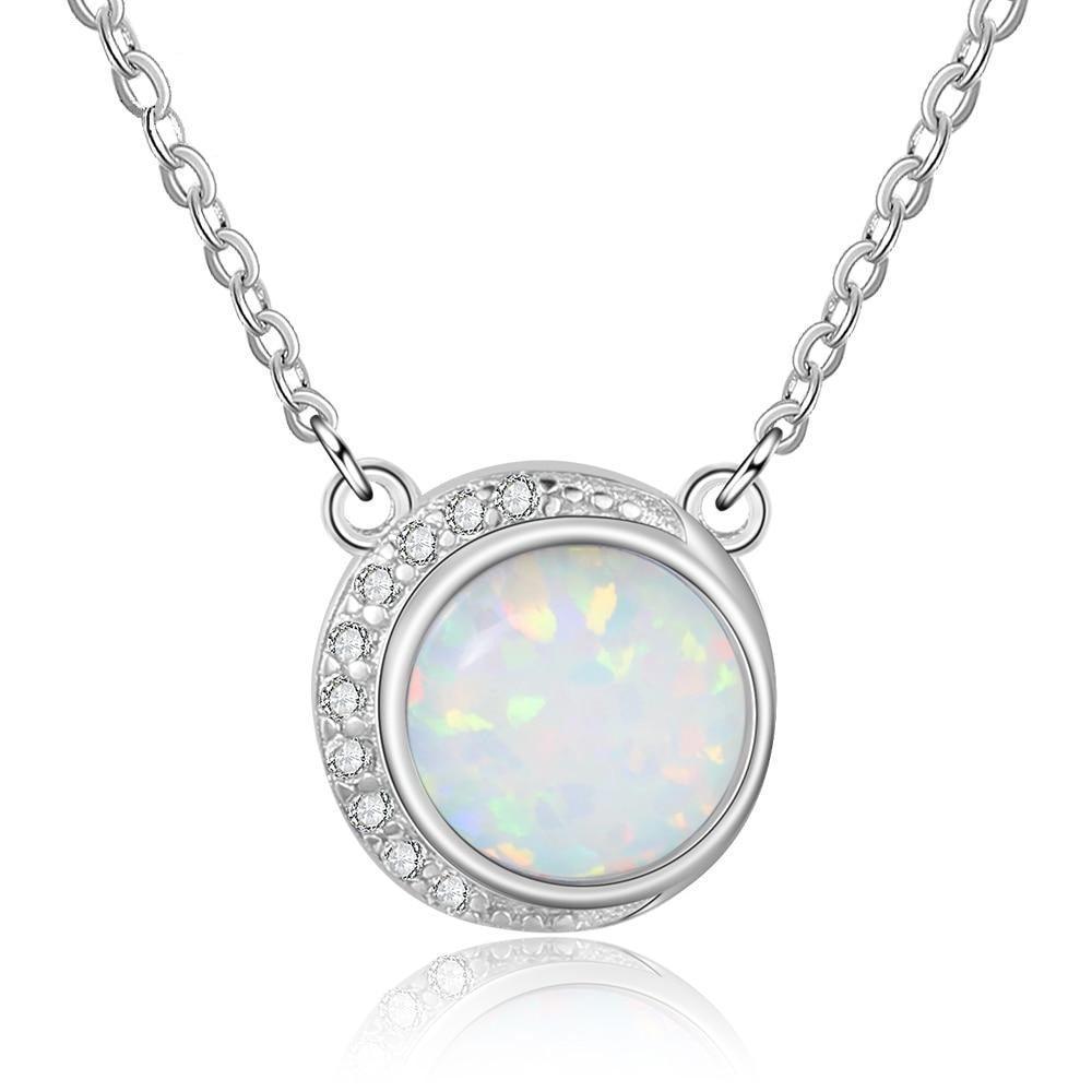 Statement Silver Jewellery, White Opal and Stone Studded Silver Necklace, Wedding Jewellery for Women, 925 Sterling Silver - Personalized Jewel