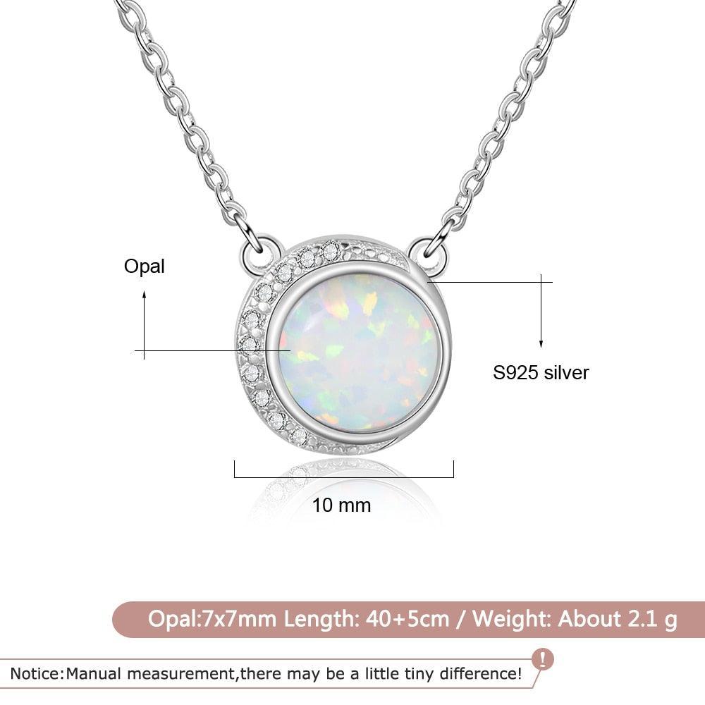 Statement Silver Jewellery, White Opal and Stone Studded Silver Necklace, Wedding Jewellery for Women, 925 Sterling Silver - Personalized Jewel
