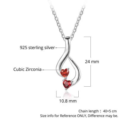 Sterling Silver 2 Birthstone Necklace Pendants Mom Girlfriend Birthday Christmas Gift - Personalized Jewel