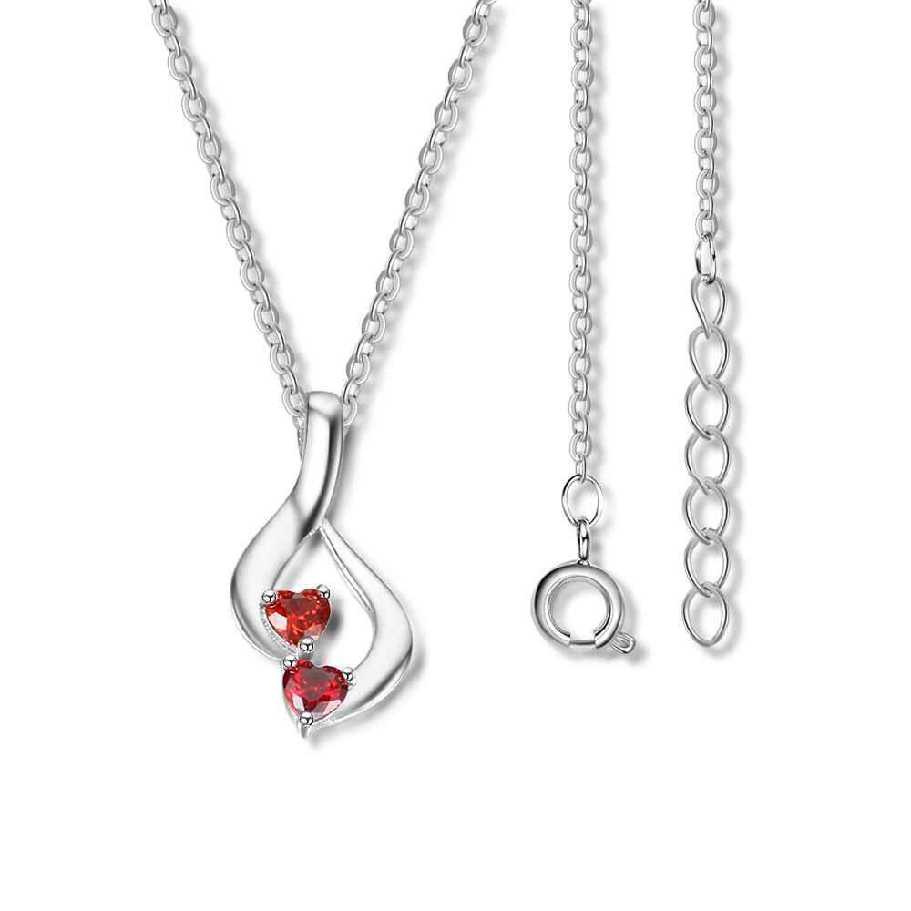 Sterling Silver 2 Birthstone Necklace Pendants Mom Girlfriend Birthday Christmas Gift - Personalized Jewel
