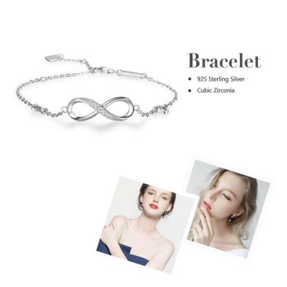 Sterling Silver Bracelet Infinity Diamond Bracelet Trendy Gift for Women - Personalized Jewel