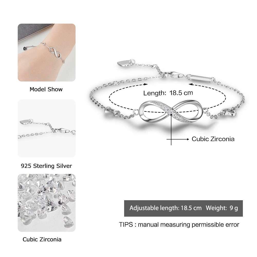 Sterling Silver Bracelet Infinity Diamond Bracelet Trendy Gift for Women - Personalized Jewel