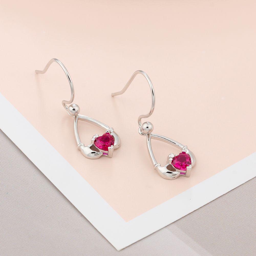 Sterling Silver Claddagh Earrings Personalized Birthstone Drop Earrings Irish Friendship Jewelry Gift - Fashion Jewelry for Women - Personalized Jewel