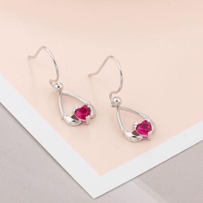 Sterling Silver Claddagh Earrings Personalized Birthstone Drop Earrings Irish Friendship Jewelry Gift - Fashion Jewelry for Women - Personalized Jewel
