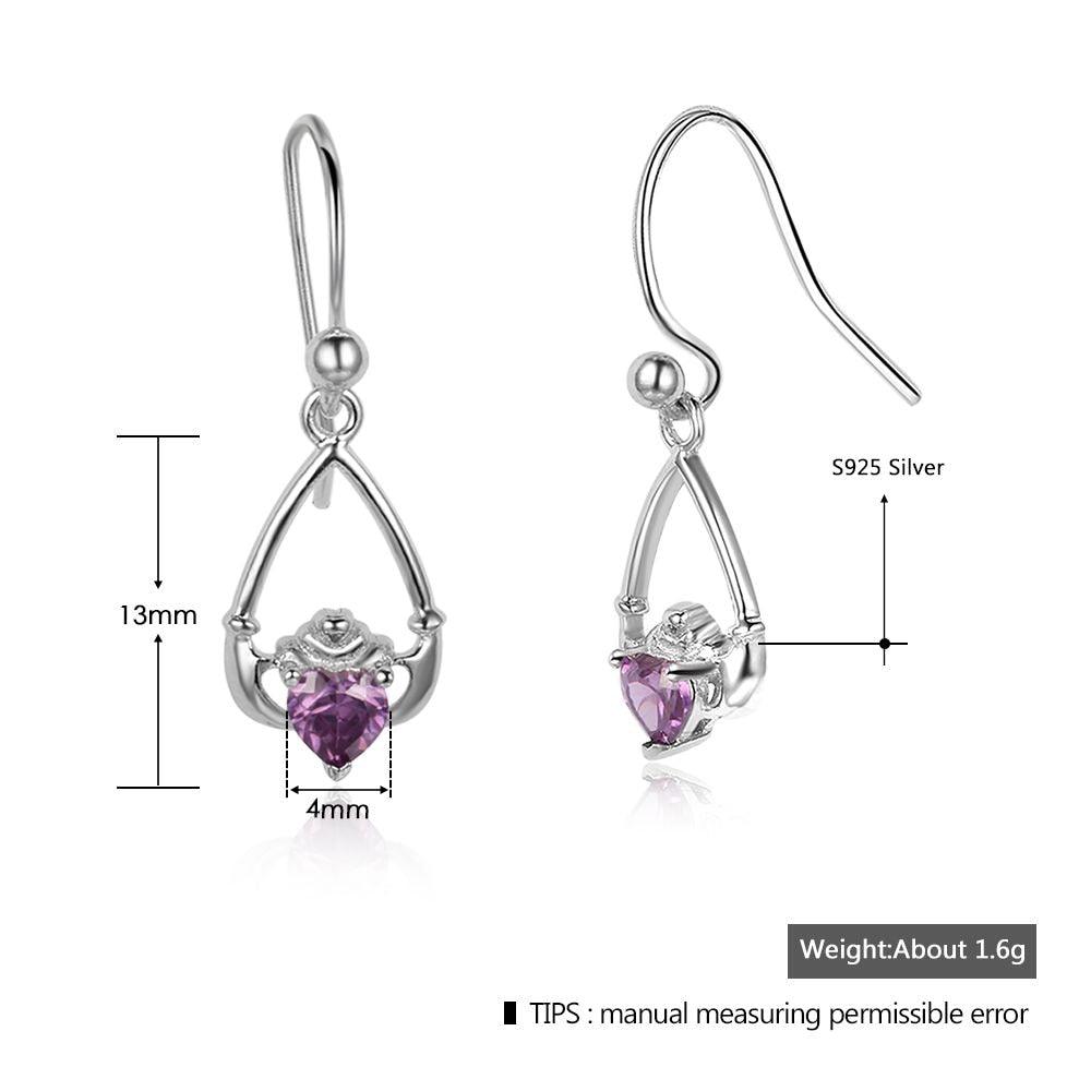 Sterling Silver Claddagh Earrings Personalized Birthstone Drop Earrings Irish Friendship Jewelry Gift - Fashion Jewelry for Women - Personalized Jewel