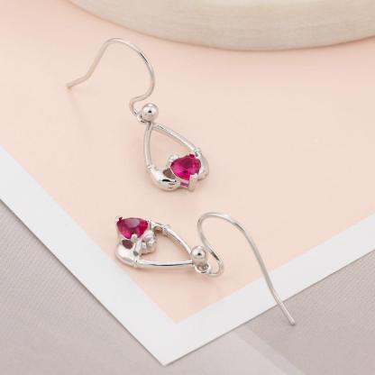Sterling Silver Claddagh Earrings Personalized Birthstone Drop Earrings Irish Friendship Jewelry Gift - Fashion Jewelry for Women - Personalized Jewel