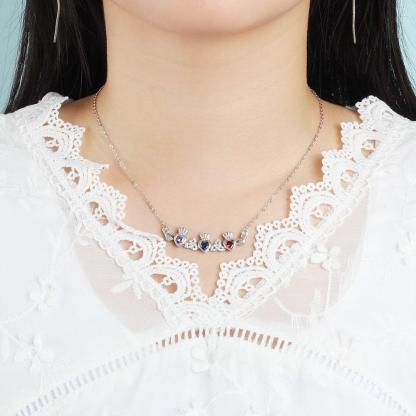 Sterling Silver Claddagh Necklace&Pendants 3 Heart Customized Stones Personalized Jewelry Irish Friendship - Personalized Jewel
