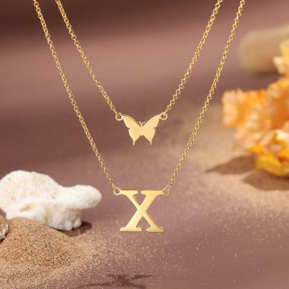 Sterling Silver Double Layered Necklaces Accessories for Women - Personalized Jewel
