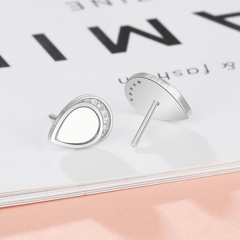 Sterling Silver Drop In The Ocean Earring Water Drop Ear Stud-Personalized Jewels