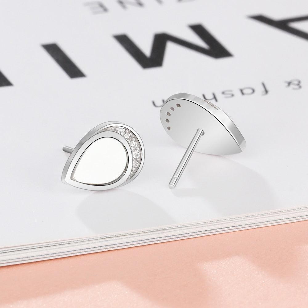 Sterling Silver Drop In The Ocean Earring Water Drop Ear Stud-Personalized Jewels