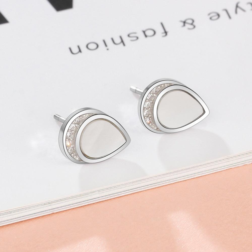 Sterling Silver Drop In The Ocean Earring Water Drop Ear Stud-Personalized Jewels