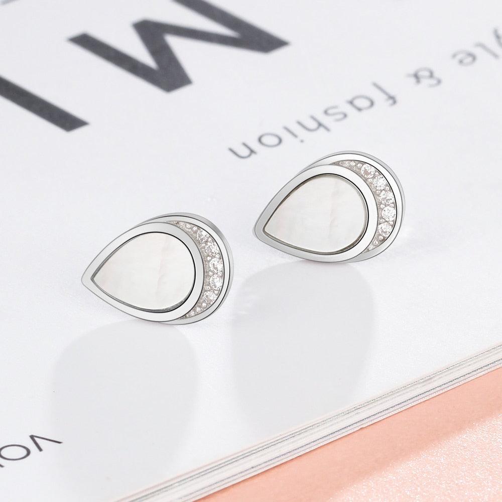 Sterling Silver Drop In The Ocean Earring Water Drop Ear Stud-Personalized Jewels