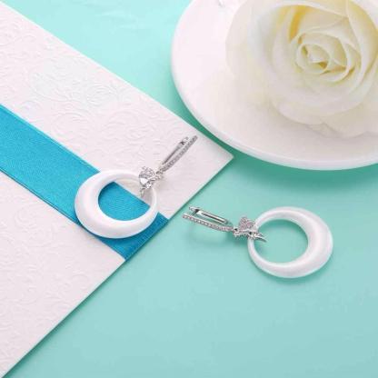 Sterling Silver Earrings for Women- Drop Earrings for Women- Round Ceramic Earrings for Women- Party Earrings for Women- Jewelry for Women - Personalized Jewel