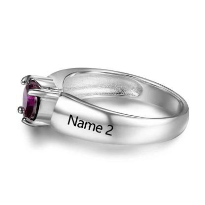 Sterling Silver Engagement Rings for Women - Birthstone Engraved Jewelry for Women - Heart Shape Stone Stud Jewelry for Girls - Personalized Jewel