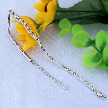 Sterling Silver Geometric Cubic Zirconia Bracelets, Luxurious Wristbands, Cute Jewelry for Women - Personalized Jewel