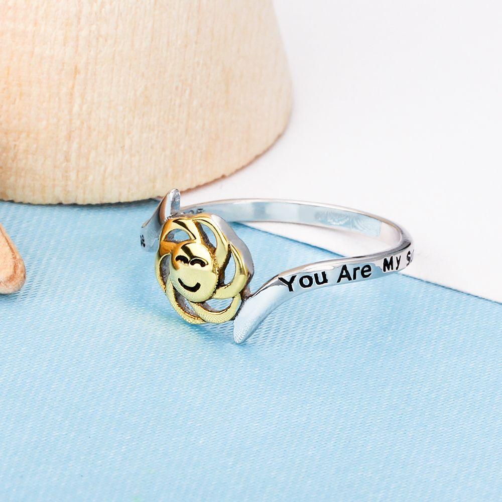 Sterling Silver Golden Sun Smiley Rings for Women - High and Low Buckle –Jewelry Gift for anniversary - Personalized Jewel
